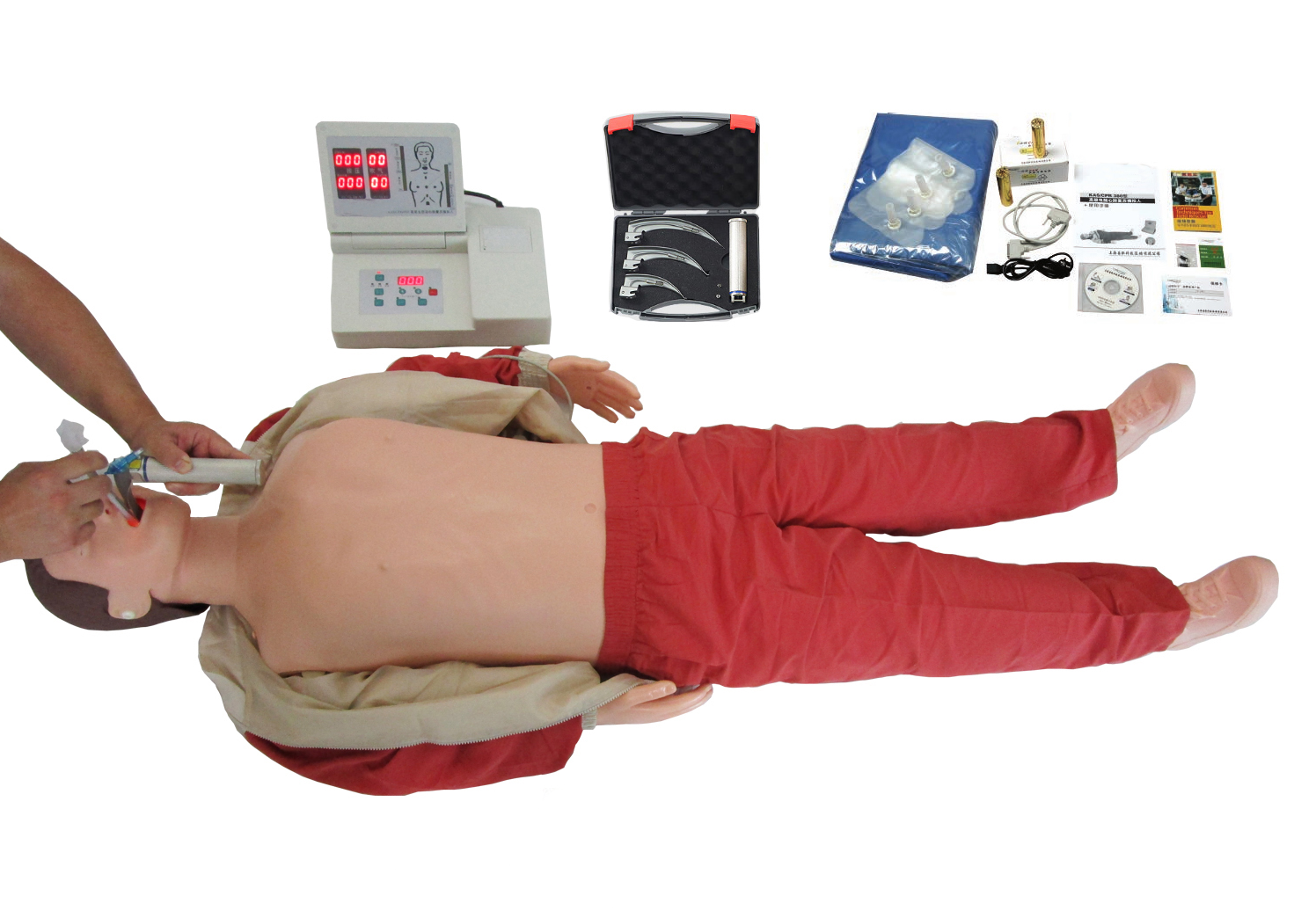 高级全身心肺复苏急救训练模拟人（鼻咽口咽通气管，喉罩插管，简易呼吸器操作）