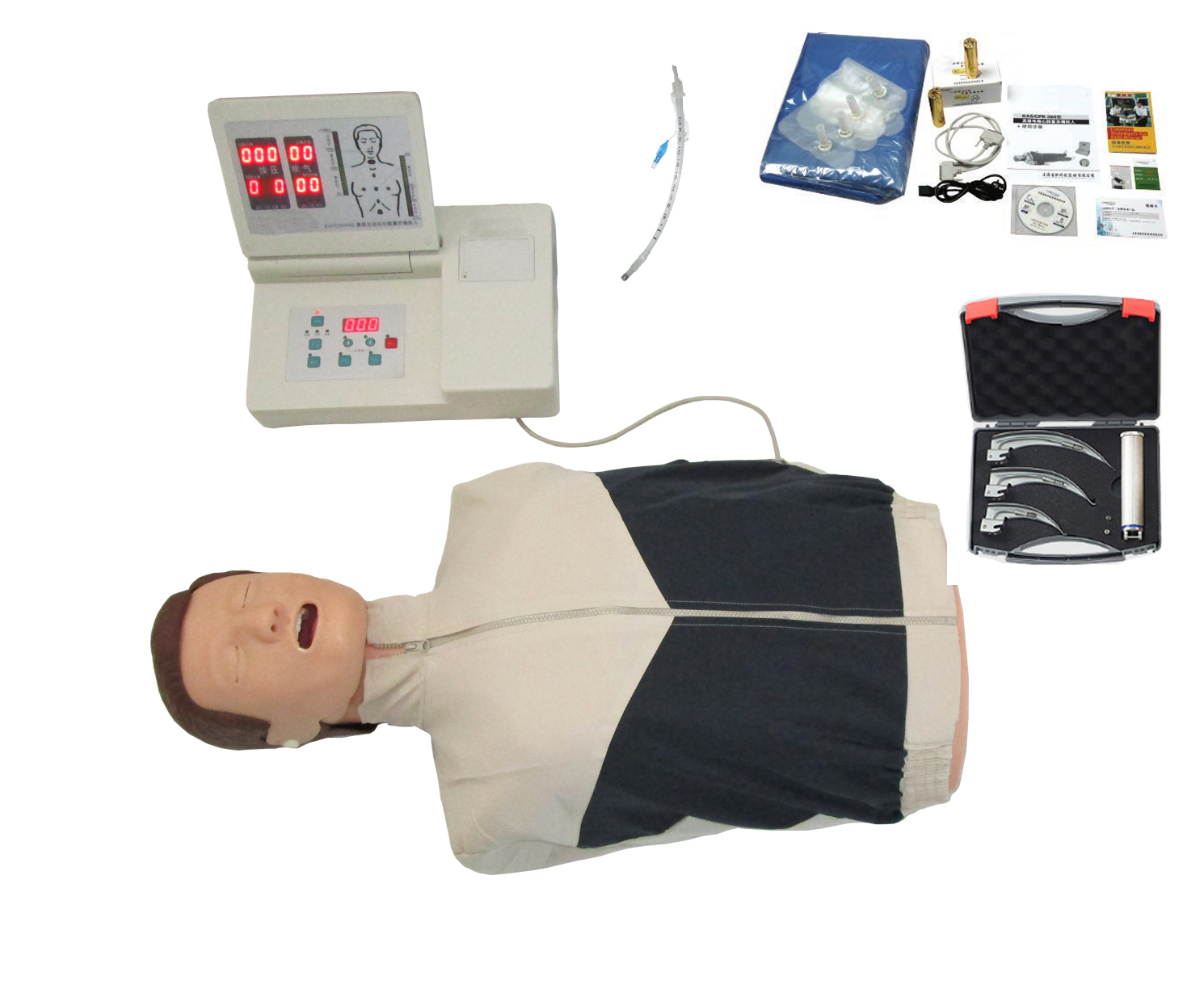 高级半身心肺复苏急救训练模拟人（鼻咽口咽通气管，喉罩插管，简易呼吸器操作）